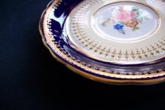 AYNSLEY HATFIELD COBALT #7024- SOUP BOWL  & SAUCER   .....   http://jaapiesfinechinastore.com
