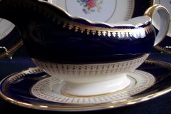 AYNSLEY HATFIELD COBALT #7024- GRAVY BOAT & UNDERPLATE   .....   http://jaapiesfinechinastore.com