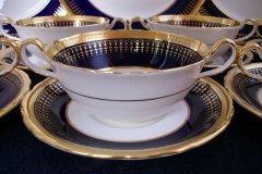 AYNSLEY HERTFORD COBALT 7081- SOUP BOWL AND  SAUCER ..... https://jaapiesfinechinastore.com