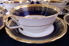 AYNSLEY HERTFORD COBALT 7081- SOUP BOWL AND  SAUCER ..... https://jaapiesfinechinastore.com