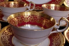AYNSLEY KENILWORTH RED #7023-  CUP & SAUCER   .....   http://jaapiesfinechinastore.com