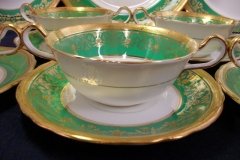 AYNSLEY KENILWORTH GREEN- SOUP BOWL & SAUCER    .....   http://jaapiesfinechinastore.com