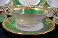 AYNSLEY KENILWORTH GREEN- SOUP BOWL & SAUCER    .....   http://jaapiesfinechinastore.com