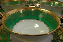 AYNSLEY KENILWORTH GREEN- SOUP BOWL & SAUCER    .....   http://jaapiesfinechinastore.com