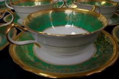 AYNSLEY KENILWORTH GREEN- SOUP BOWL & SAUCER    .....   http://jaapiesfinechinastore.com