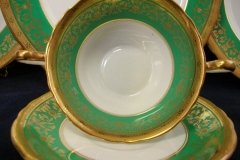 AYNSLEY KENILWORTH GREEN- SOUP BOWL & SAUCER    .....   http://jaapiesfinechinastore.com