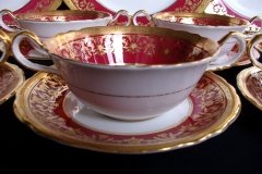 AYNSLEY KENILWORTH RED #7023- SOUP  CUP & SAUCER   .....   http://jaapiesfinechinastore.com