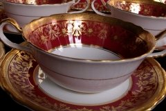 AYNSLEY KENILWORTH RED #7023- SOUP  CUP & SAUCER   .....   http://jaapiesfinechinastore.com