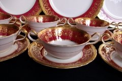AYNSLEY KENILWORTH RED #7023- SOUP  CUP & SAUCER   .....   http://jaapiesfinechinastore.com