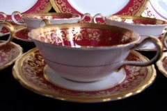 AYNSLEY KENILWORTH RED #7023- SOUP  CUP & SAUCER   .....   http://jaapiesfinechinastore.com