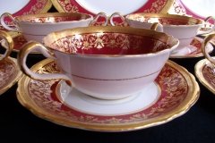 AYNSLEY KENILWORTH RED #7023- SOUP  CUP & SAUCER   .....   http://jaapiesfinechinastore.com