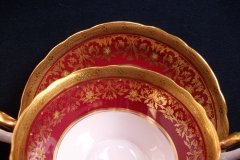 AYNSLEY KENILWORTH RED #7023- SOUP  CUP & SAUCER   .....   http://jaapiesfinechinastore.com