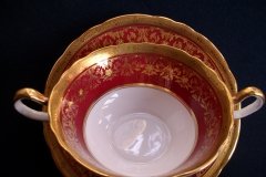 AYNSLEY KENILWORTH RED #7023- SOUP  CUP & SAUCER   .....   http://jaapiesfinechinastore.com