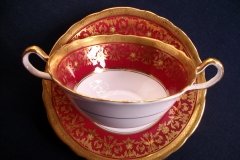 AYNSLEY KENILWORTH RED #7023- SOUP  CUP & SAUCER   .....   http://jaapiesfinechinastore.com