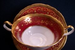 AYNSLEY KENILWORTH RED #7023- SOUP  CUP & SAUCER   .....   http://jaapiesfinechinastore.com