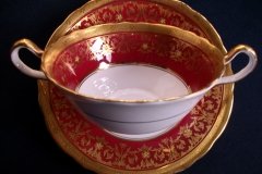 AYNSLEY KENILWORTH RED #7023- SOUP  CUP & SAUCER   .....   http://jaapiesfinechinastore.com