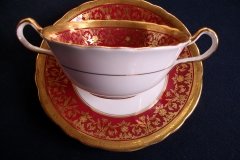 AYNSLEY KENILWORTH RED #7023- SOUP  CUP & SAUCER   .....   http://jaapiesfinechinastore.com