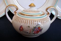 AYNSLEY PORTRUSH TEAL BLUE #7429- SUGAR BOWL  .....   http://jaapiesfinechinastore.com