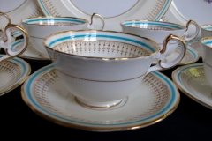 AYNSLEY #7429- PORTRUSH TEAL BLUE- CUP & SAUCER   .....   http://jaapiesfinechinastore.com