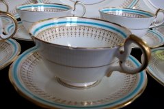 AYNSLEY #7429- PORTRUSH TEAL BLUE- CUP & SAUCER   .....   http://jaapiesfinechinastore.com