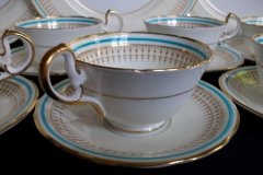 AYNSLEY #7429- PORTRUSH TEAL BLUE- CUP & SAUCER   .....   http://jaapiesfinechinastore.com