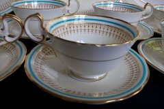 AYNSLEY #7429- PORTRUSH TEAL BLUE- CUP & SAUCER   .....   http://jaapiesfinechinastore.com