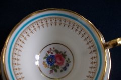 AYNSLEY #7429- PORTRUSH TEAL BLUE- CUP & SAUCER   .....   http://jaapiesfinechinastore.com