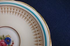 AYNSLEY #7429- PORTRUSH TEAL BLUE- CUP & SAUCER   .....   http://jaapiesfinechinastore.com