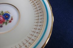 AYNSLEY #7429- PORTRUSH TEAL BLUE- CUP & SAUCER   .....   http://jaapiesfinechinastore.com