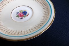 AYNSLEY #7429- PORTRUSH TEAL BLUE- CUP & SAUCER   .....   http://jaapiesfinechinastore.com