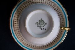 AYNSLEY #7429- PORTRUSH TEAL BLUE- CUP & SAUCER   .....   http://jaapiesfinechinastore.com