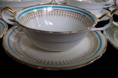 AYNSLEY PORTRUSH TEAL BLUE #7429- SOUP BOWL & SAUCER   .....   http://jaapiesfinechinastore.com