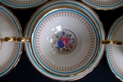 AYNSLEY PORTRUSH TEAL BLUE #7429- SOUP BOWL & SAUCER   .....   http://jaapiesfinechinastore.com