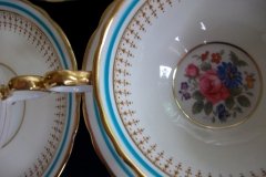 AYNSLEY PORTRUSH TEAL BLUE #7429- SOUP BOWL & SAUCER   .....   http://jaapiesfinechinastore.com