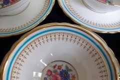 AYNSLEY PORTRUSH TEAL BLUE #7429- SOUP BOWL & SAUCER   .....   http://jaapiesfinechinastore.com