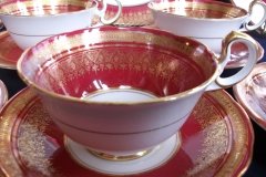 AYNSLEY ROMNEY RED  #7410-  CUP & SAUCER  ..... http://jaapiesfinechinastore.com