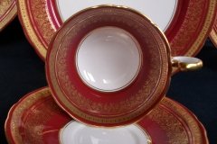 AYNSLEY ROMNEY RED  #7410-  CUP & SAUCER  ..... http://jaapiesfinechinastore.com
