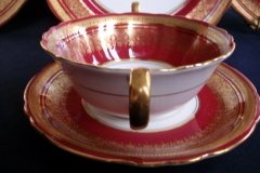 AYNSLEY ROMNEY RED  #7410-  SOUP BOWL & SAUCER  ..... http://jaapiesfinechinastore.com