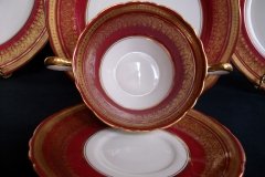 AYNSLEY ROMNEY RED  #7410-  SOUP BOWL & SAUCER  ..... http://jaapiesfinechinastore.com