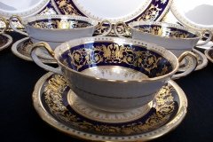 AYNSLEY SEVILLE BLUE- SOUP BOWL & SAUCER  .....  http://jaapiesfinechinastore.com
