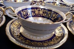 AYNSLEY SEVILLE BLUE- SOUP BOWL & SAUCER  .....  http://jaapiesfinechinastore.com