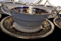 AYNSLEY SEVILLE BLUE- SOUP BOWL & SAUCER  .....  http://jaapiesfinechinastore.com