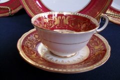 AYNSLEY SEVILLE RED- CUP & SAUCER  .....  http://jaapiesfinechinastore.com