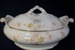 BAWO & DOTTER  AUTUMN VINE, BLUE FLORAL-   COVERED SERVING BOWL #2      .....   http://jaapiesfinechinastore.com
