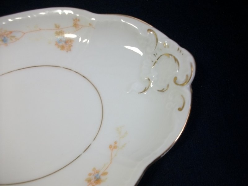 BAWO & DOTTER  AUTUMN VINE, BLUE FLORAL-   GRAVY BOAT & UNDERPLATE  #1     .....   http://jaapiesfinechinastore.com
