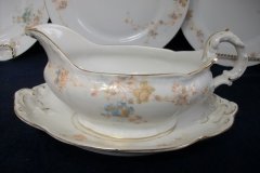 BAWO & DOTTER  AUTUMN VINE, BLUE FLORAL-   GRAVY BOAT & UNDERPLATE  #1     .....   http://jaapiesfinechinastore.com