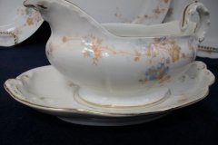 BAWO & DOTTER  AUTUMN VINE, BLUE FLORAL-   GRAVY BOAT & UNDERPLATE  #1     .....   http://jaapiesfinechinastore.com