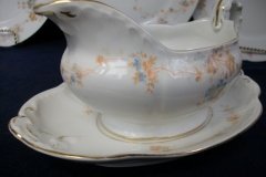 BAWO & DOTTER  AUTUMN VINE, BLUE FLORAL-   GRAVY BOAT & UNDERPLATE  #1     .....   http://jaapiesfinechinastore.com