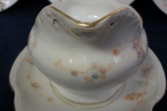 BAWO & DOTTER  AUTUMN VINE, BLUE FLORAL-   GRAVY BOAT & UNDERPLATE  #1     .....   http://jaapiesfinechinastore.com