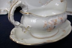 BAWO & DOTTER  AUTUMN VINE, BLUE FLORAL-   GRAVY BOAT & UNDERPLATE  #1     .....   http://jaapiesfinechinastore.com